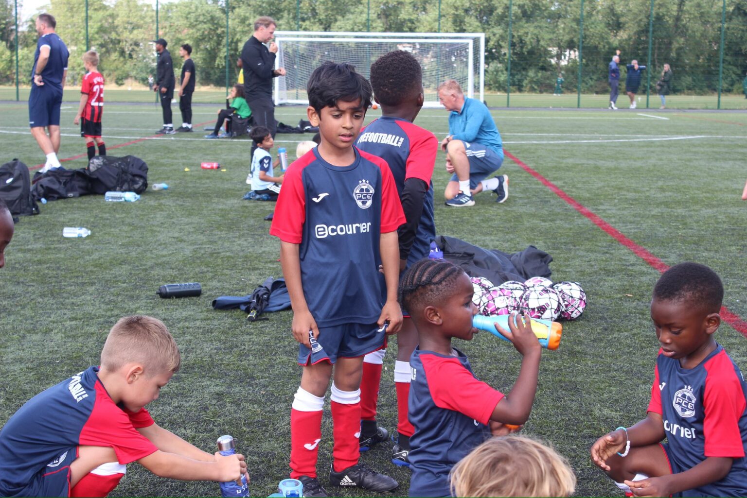 Children playing football